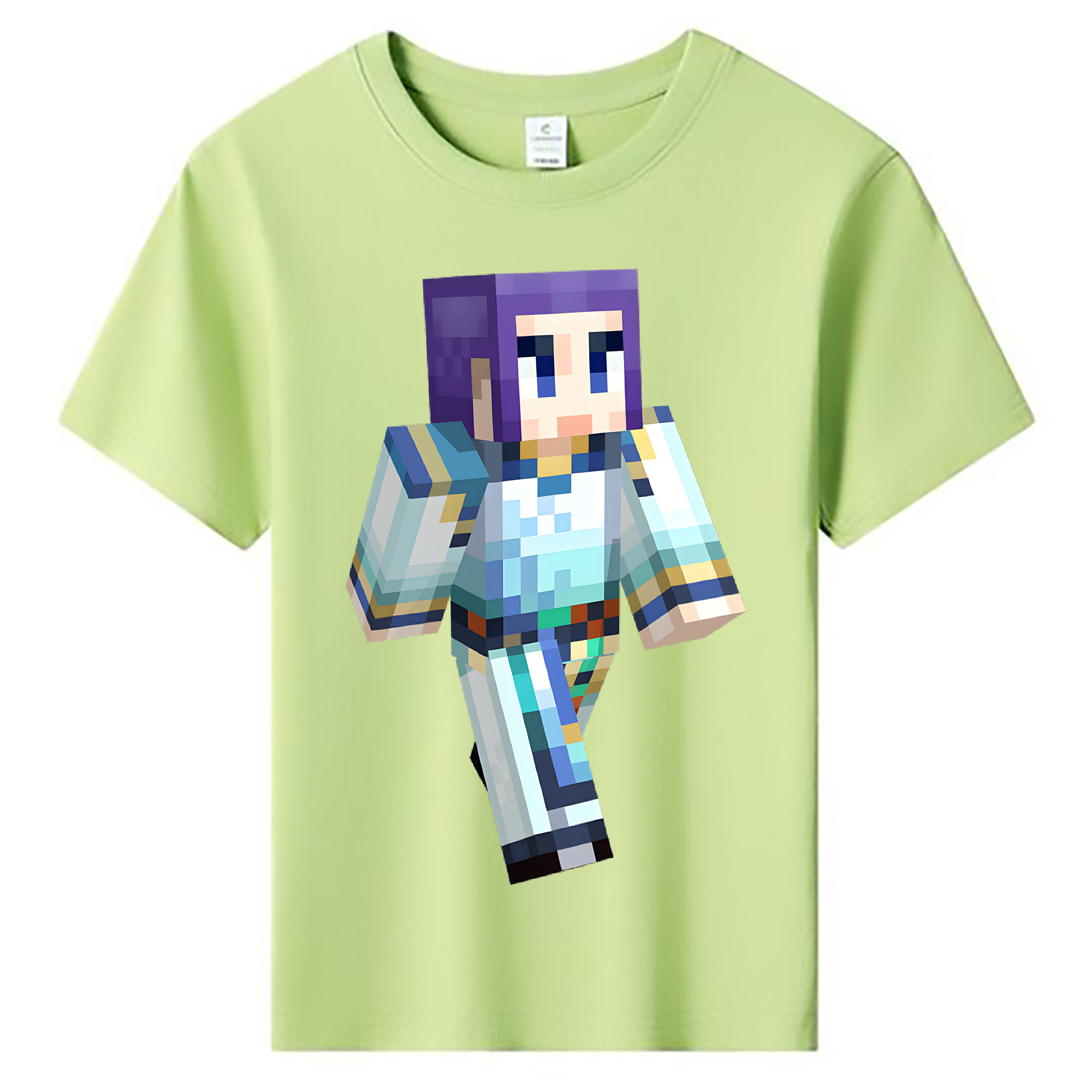（画像用） マインクラフト ブロックの世界 Minecraft MC Block world 綿100％キッズTシャツ（フロントプリント）